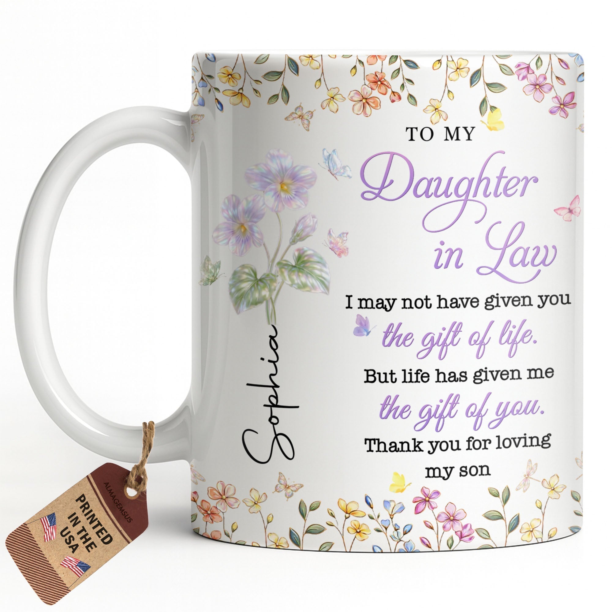 Personalized Floral Coffee Mug Gift for Daughter-in-Law