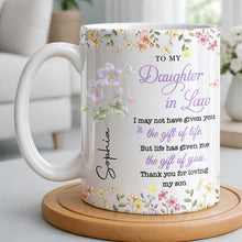 Load image into Gallery viewer, Personalized Floral Coffee Mug Gift for Daughter-in-Law
