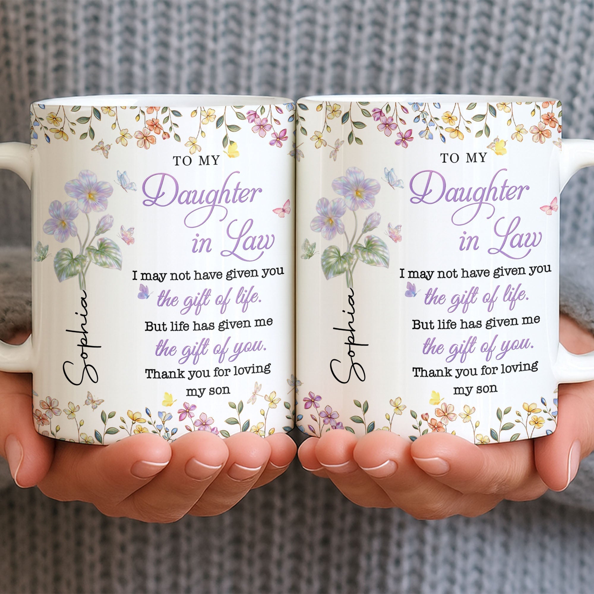 Personalized Floral Coffee Mug Gift for Daughter-in-Law