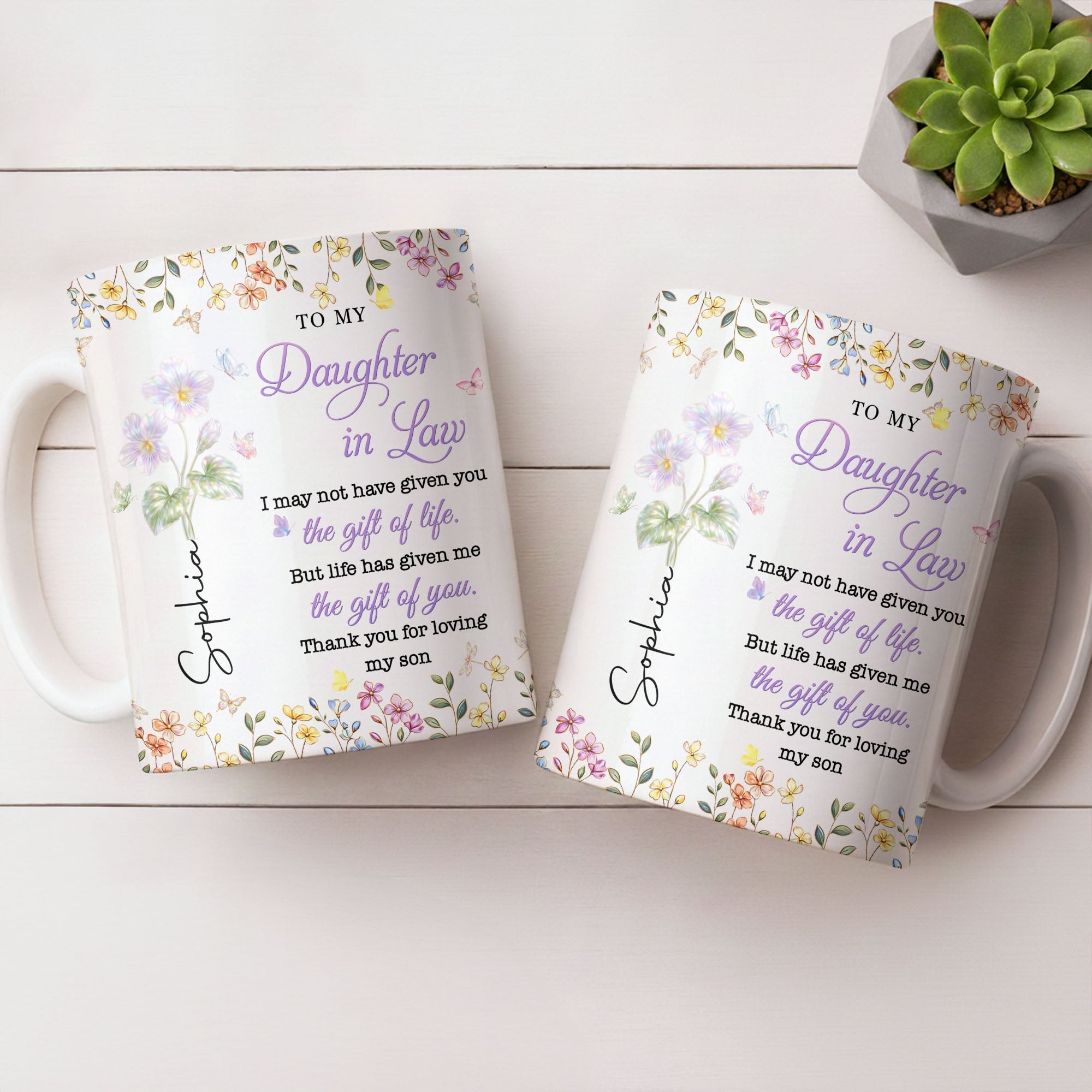 Personalized Floral Coffee Mug Gift for Daughter-in-Law