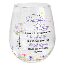 Load image into Gallery viewer, Personalized Stemless Wine Glass Custom Gift for Daughter-in-Law
