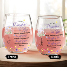 Load image into Gallery viewer, Personalized Stemless Wine Glass Custom Gift for Daughter-in-Law
