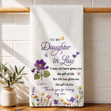 Load image into Gallery viewer, Personalized Kitchen Towel Gift for Daughter-in-Law with Flowers
