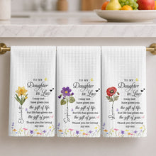 Load image into Gallery viewer, Personalized Birth Month Flower Kitchen Towel Gift for Daughter-in-Law
