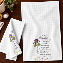 Load image into Gallery viewer, Personalized Birth Month Flower Kitchen Towel Gift for Daughter-in-Law
