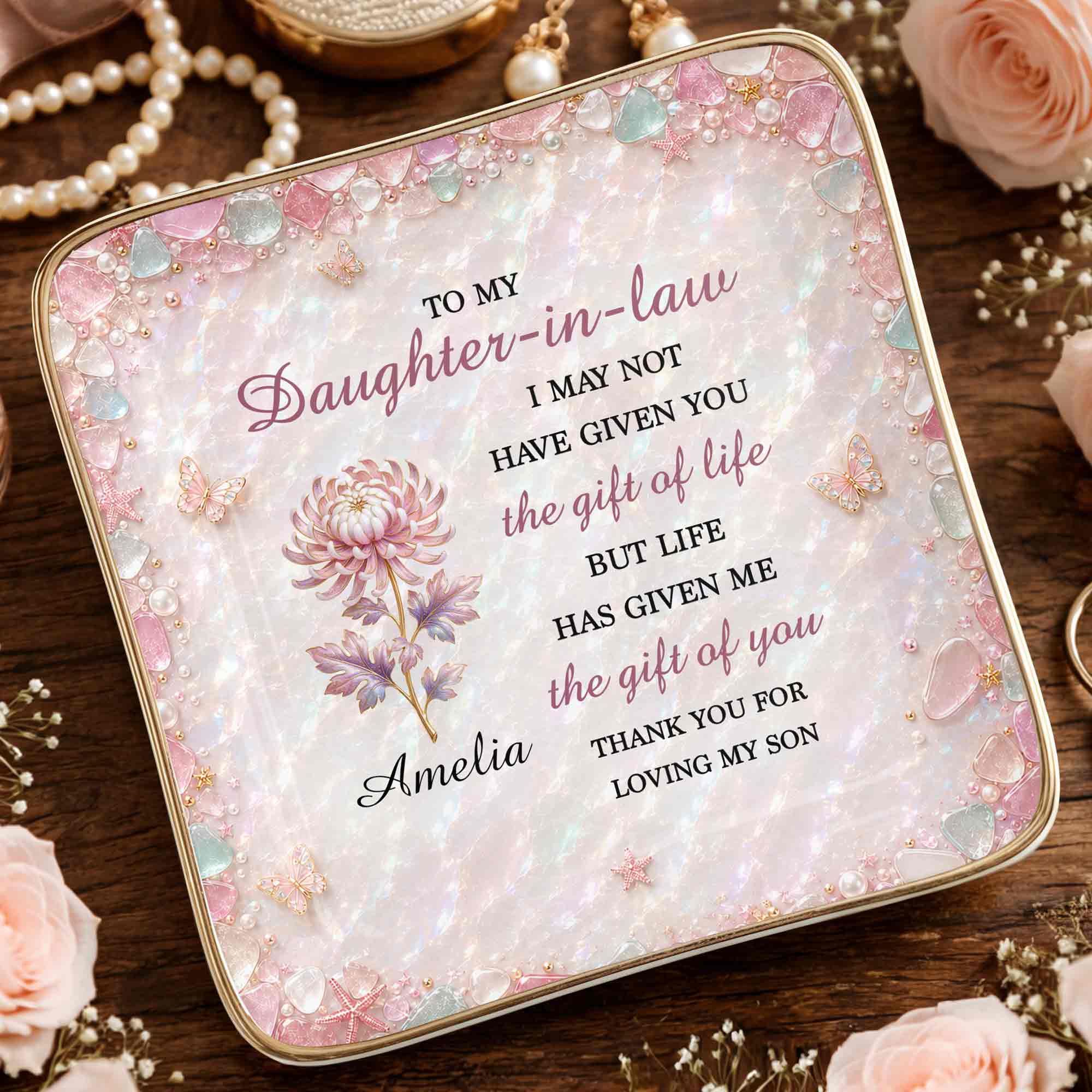 Personalized Ceramic Jewelry Dish Custom Name Gift for Daughter-in-Law