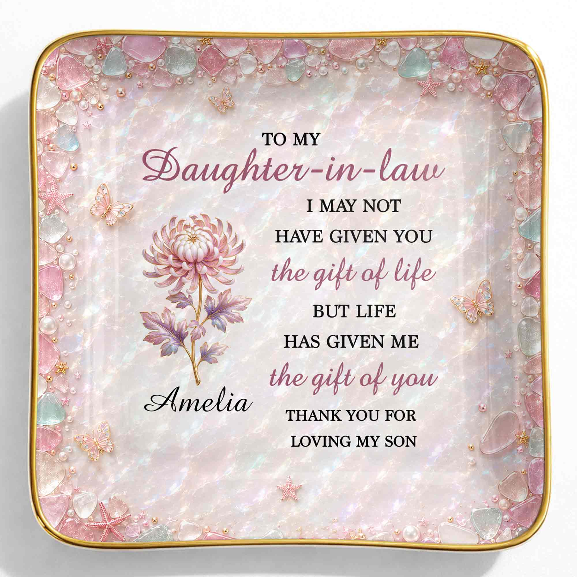 Personalized Ceramic Jewelry Dish Custom Name Gift for Daughter-in-Law