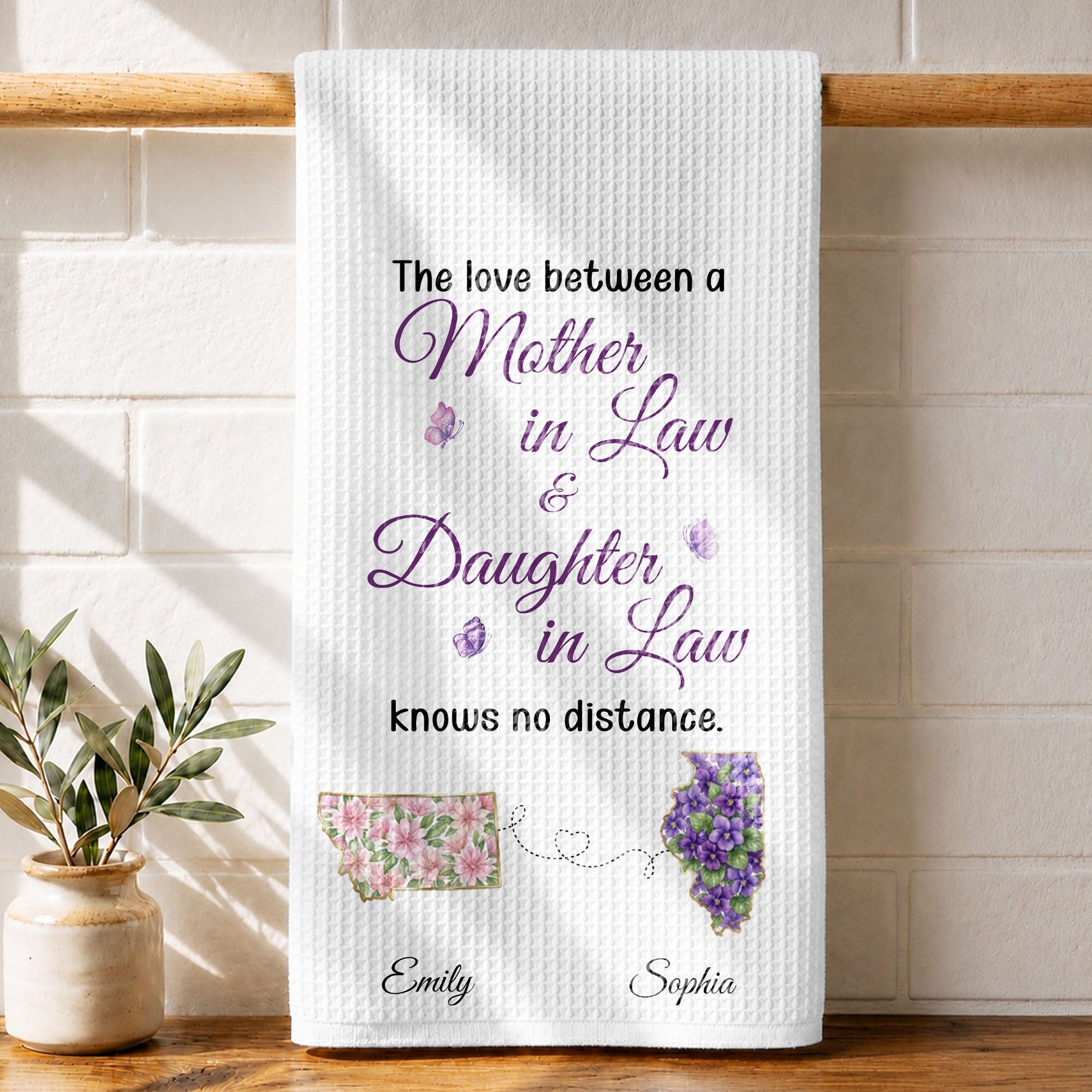 Personalized Kitchen Towel Gift for Daughter-in-Law with Flowers
