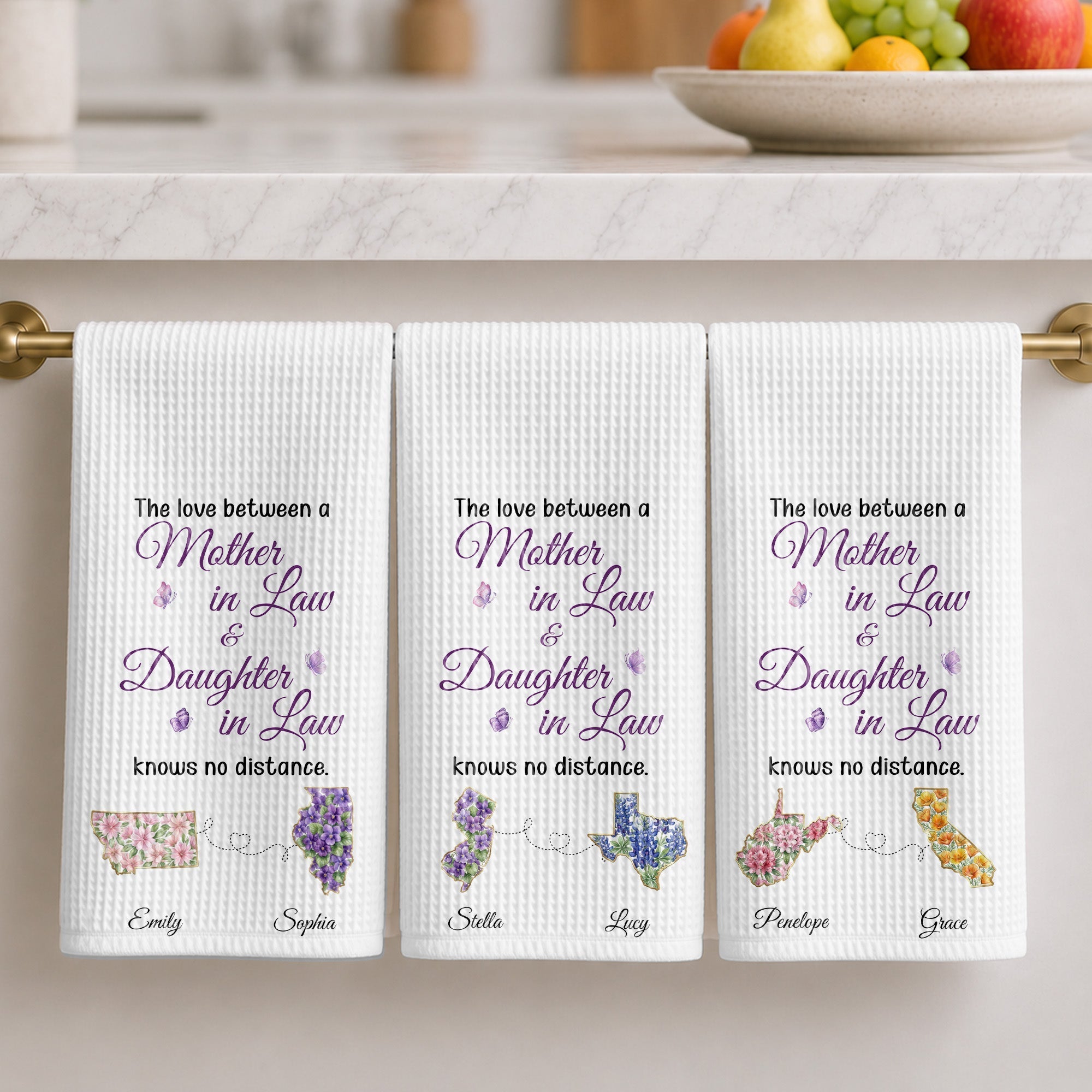 Personalized Kitchen Towel Gift for Daughter-in-Law with Flowers