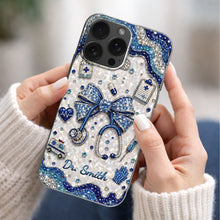 Load image into Gallery viewer, Personalized Clear Phone Case for Doctor with Blue Bow &amp; 3D Icons

