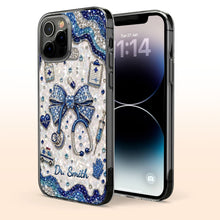 Load image into Gallery viewer, Personalized Clear Phone Case for Doctor with Blue Bow &amp; 3D Icons
