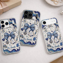 Load image into Gallery viewer, Personalized Clear Phone Case for Doctor with Blue Bow &amp; 3D Icons

