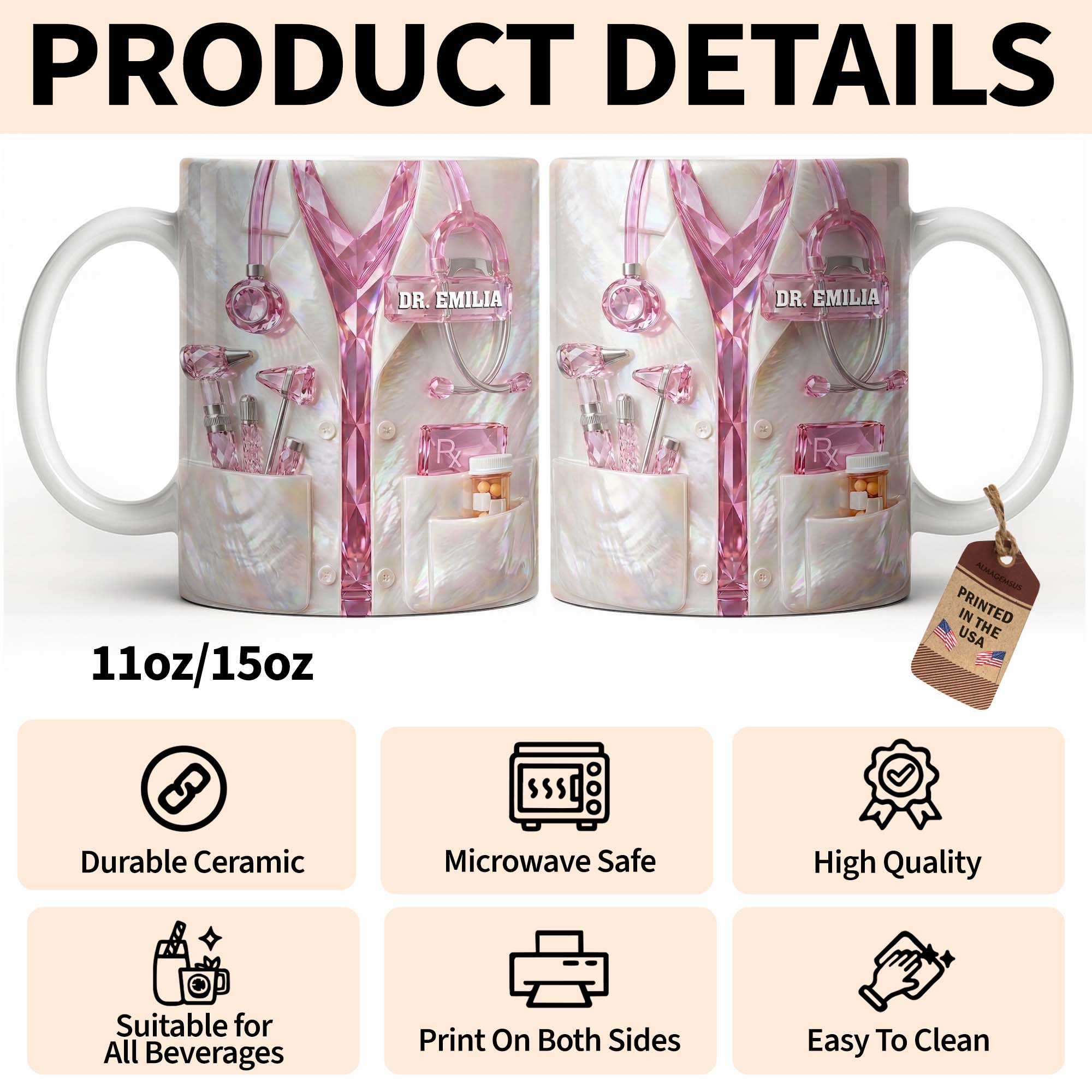 Personalized Doctor Mug Custom Name Gift for Physician