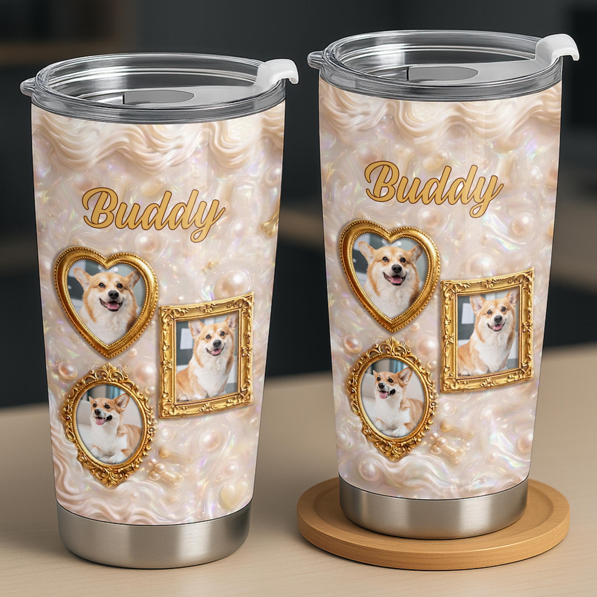 Personalized Dog Tumbler Custom Name Gift for Dog Dad/Mom
