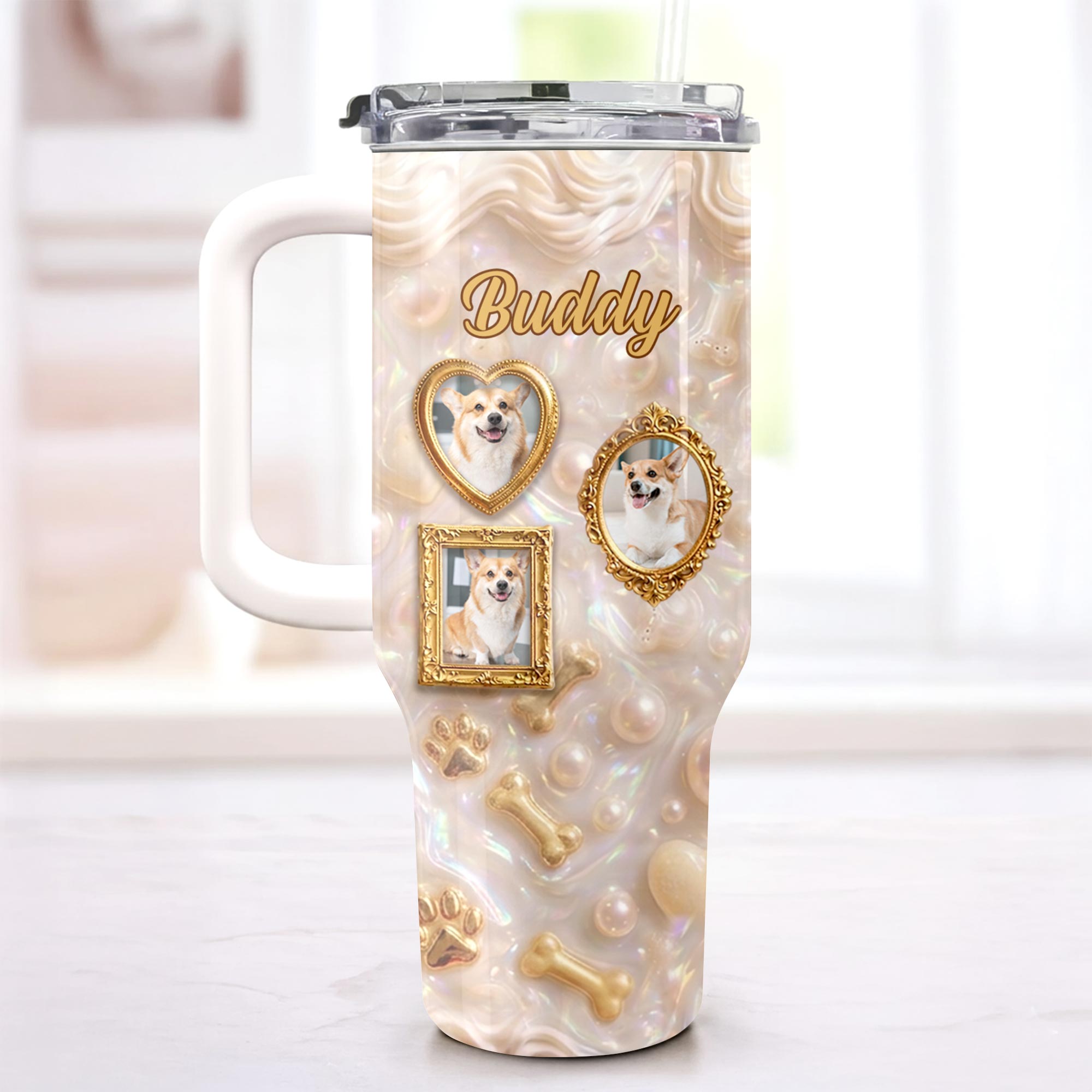 Personalized 40oz Tumbler Custom Name Dog Lover Gift