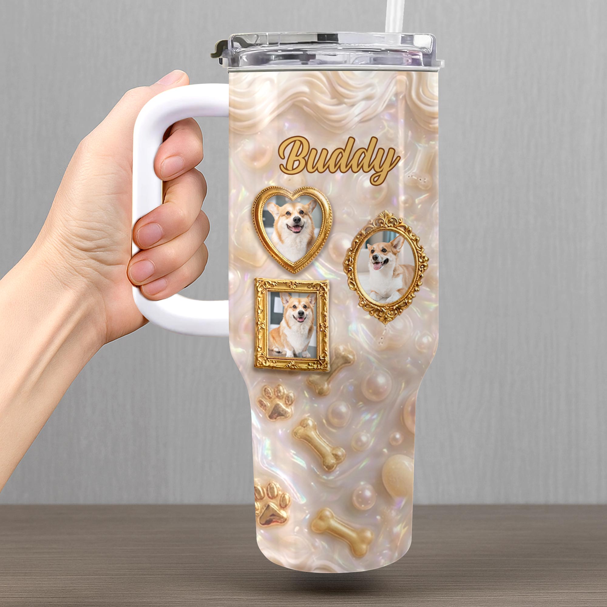 Personalized 40oz Tumbler Custom Name Dog Lover Gift