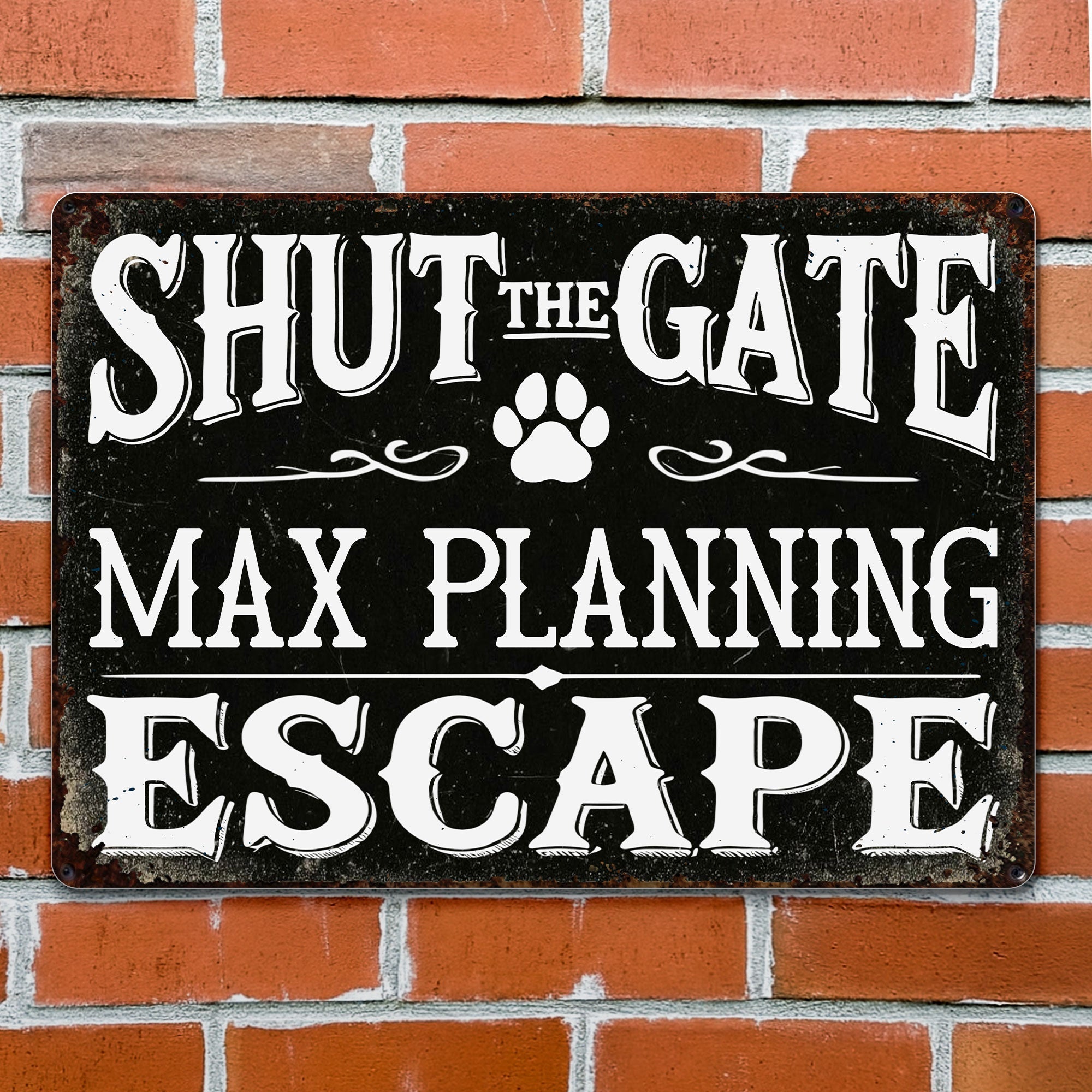 Personalized Metal Sign Custom Name Paw Print Gift for Dog Lovers