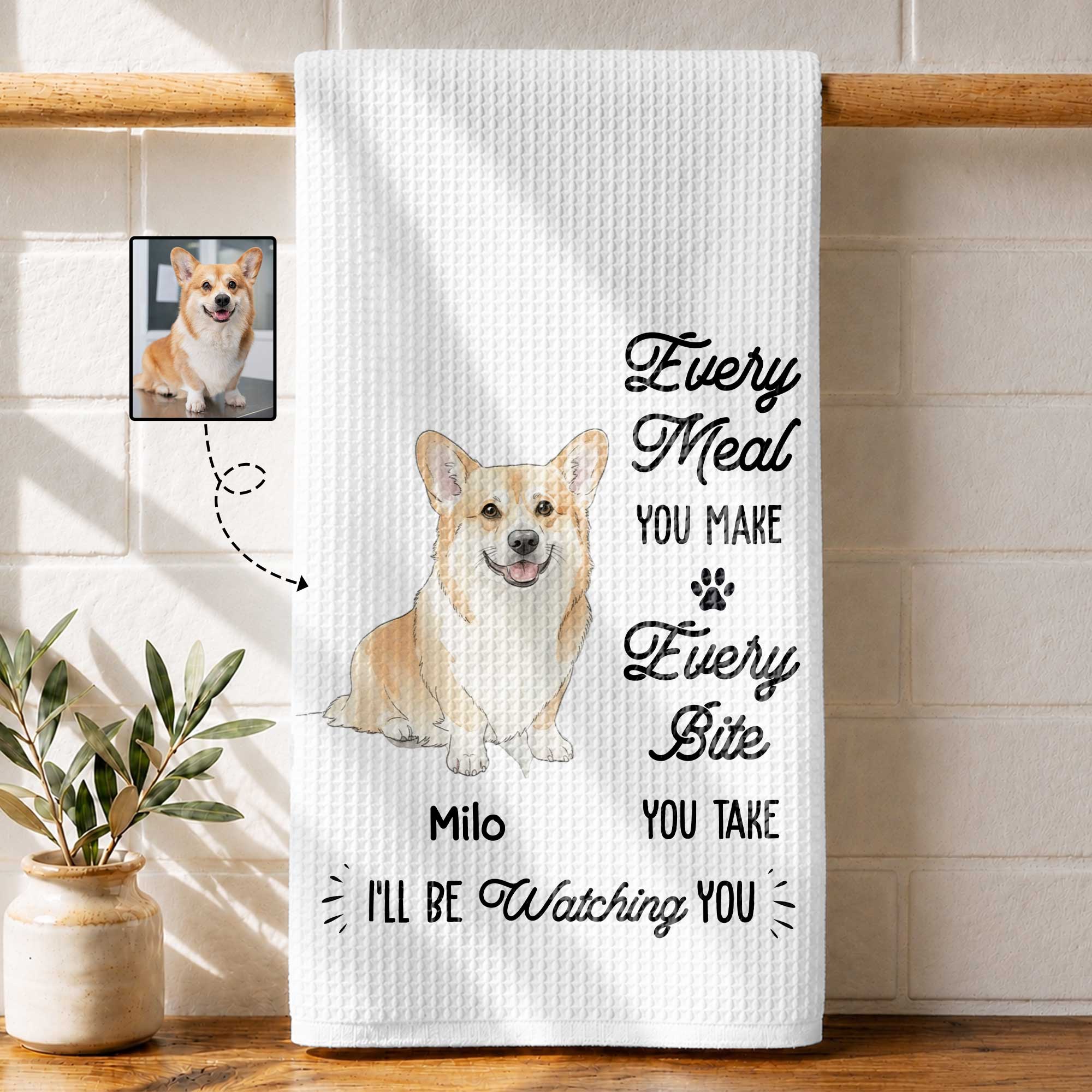 Personalized Corgi Dog Kitchen Towel Custom Gift for Dog Mom