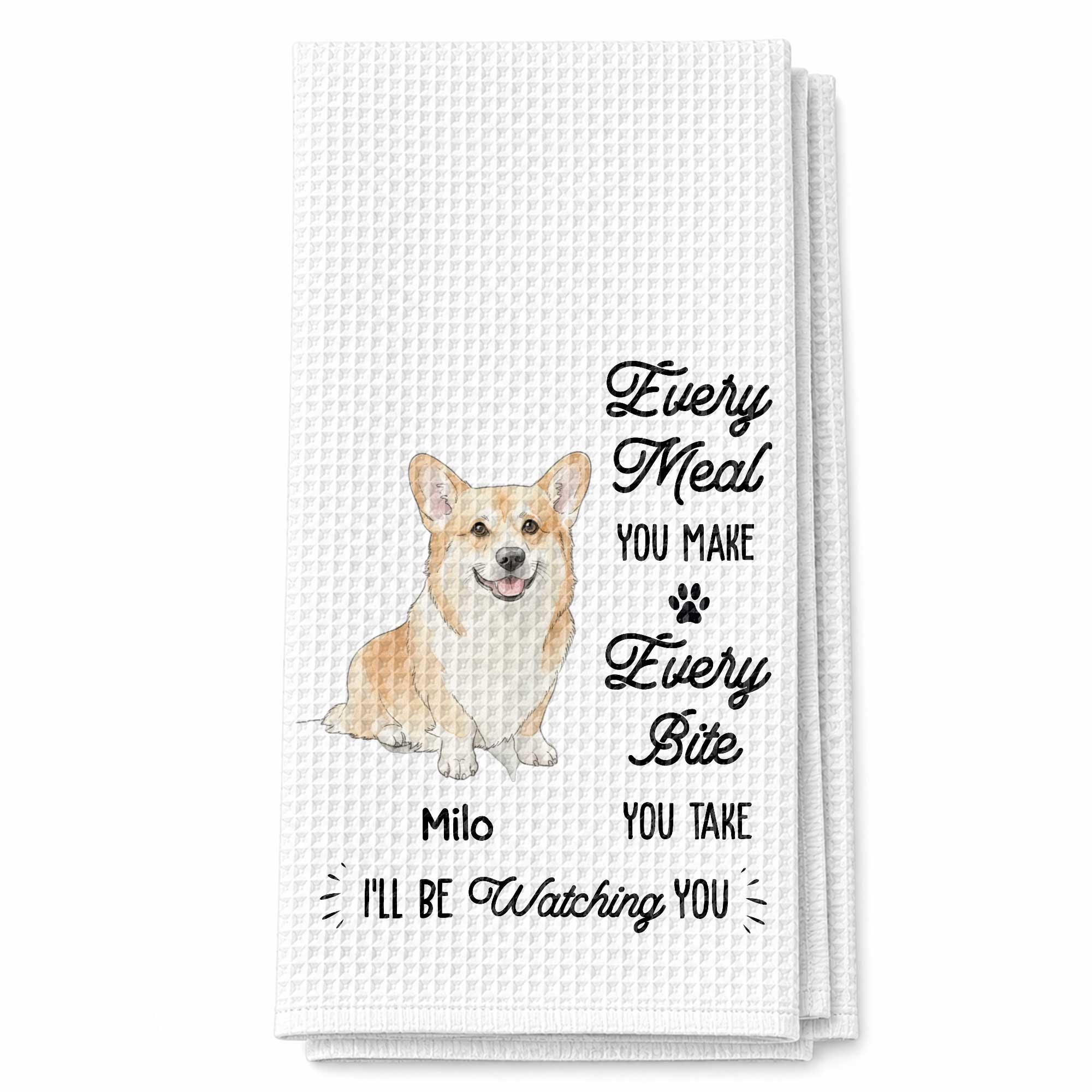 Personalized Corgi Dog Kitchen Towel Custom Gift for Dog Mom