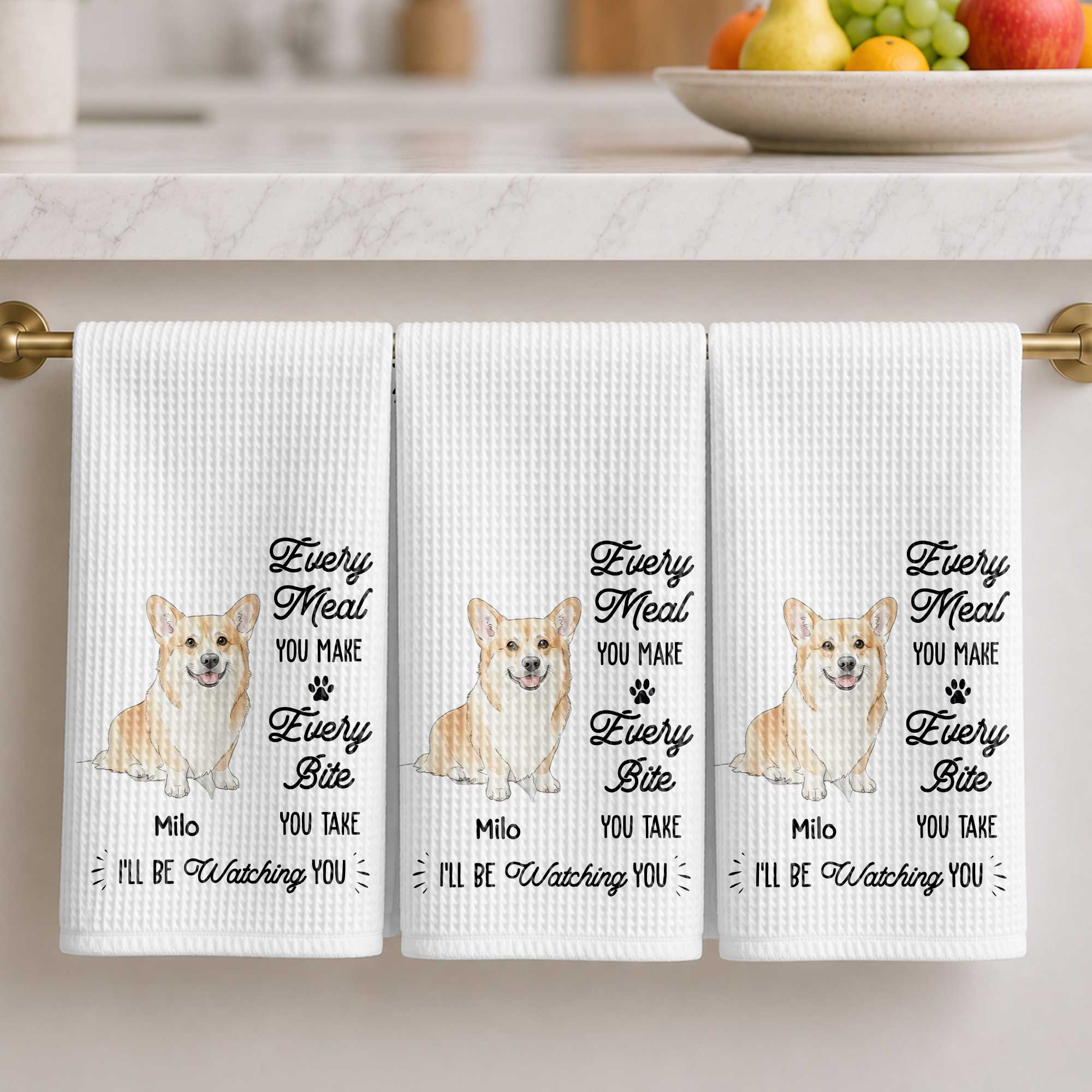 Personalized Corgi Dog Kitchen Towel Custom Gift for Dog Mom