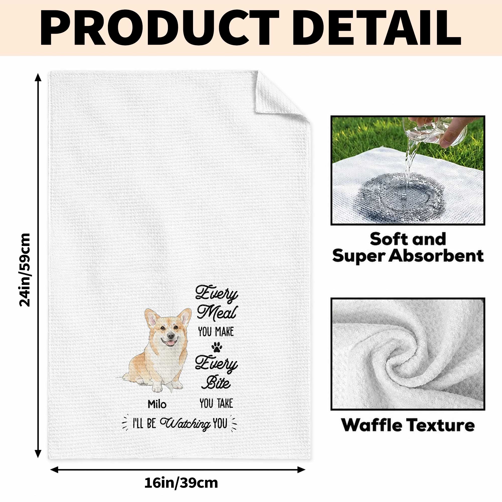 Personalized Corgi Dog Kitchen Towel Custom Gift for Dog Mom