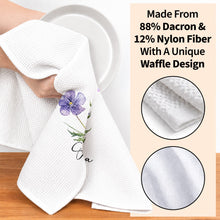 Load image into Gallery viewer, Personalized Birth Month Flower Kitchen Towel with Butterflies Gift for Mom, Bestie, or Daughter
