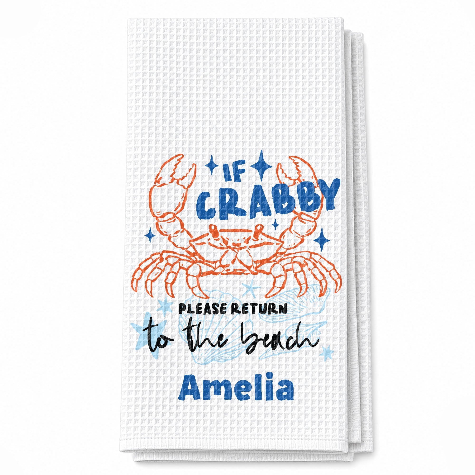 Personalized Kitchen Towel Custom Crab Design Gift for Beach Lovers