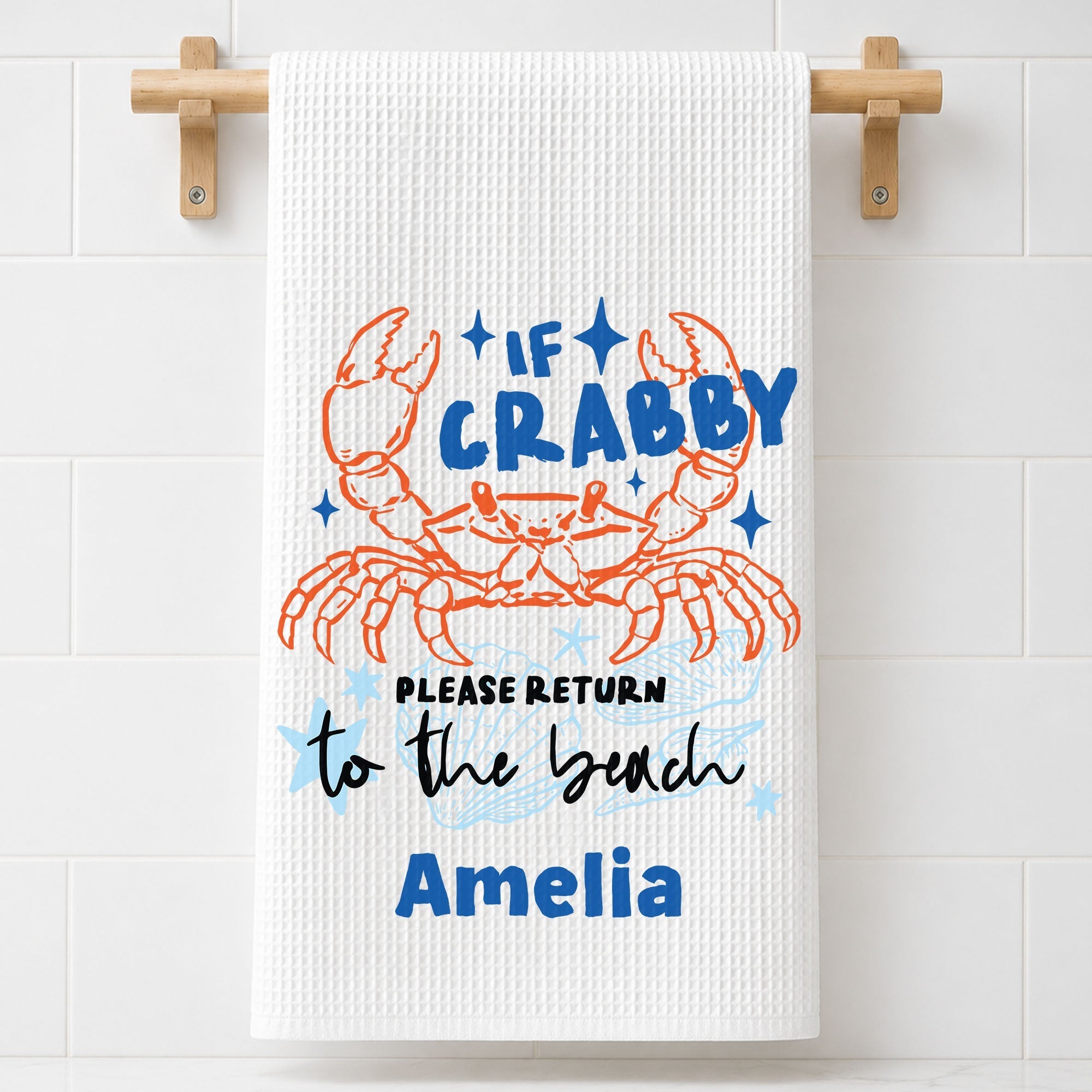 Personalized Kitchen Towel Custom Crab Design Gift for Beach Lovers