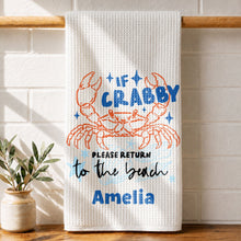 Load image into Gallery viewer, Personalized Kitchen Towel Custom Crab Design Gift for Beach Lovers
