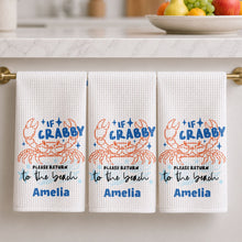 Load image into Gallery viewer, Personalized Kitchen Towel Custom Crab Design Gift for Beach Lovers
