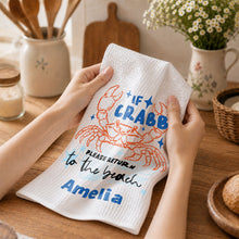 Load image into Gallery viewer, Personalized Kitchen Towel Custom Crab Design Gift for Beach Lovers
