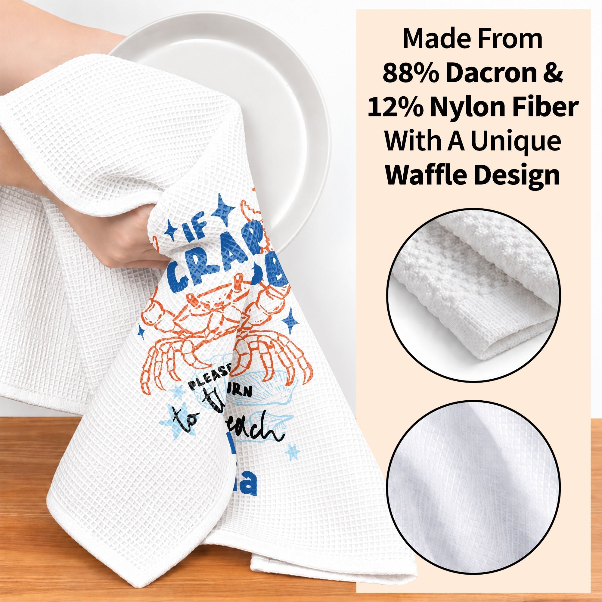 Personalized Kitchen Towel Custom Crab Design Gift for Beach Lovers
