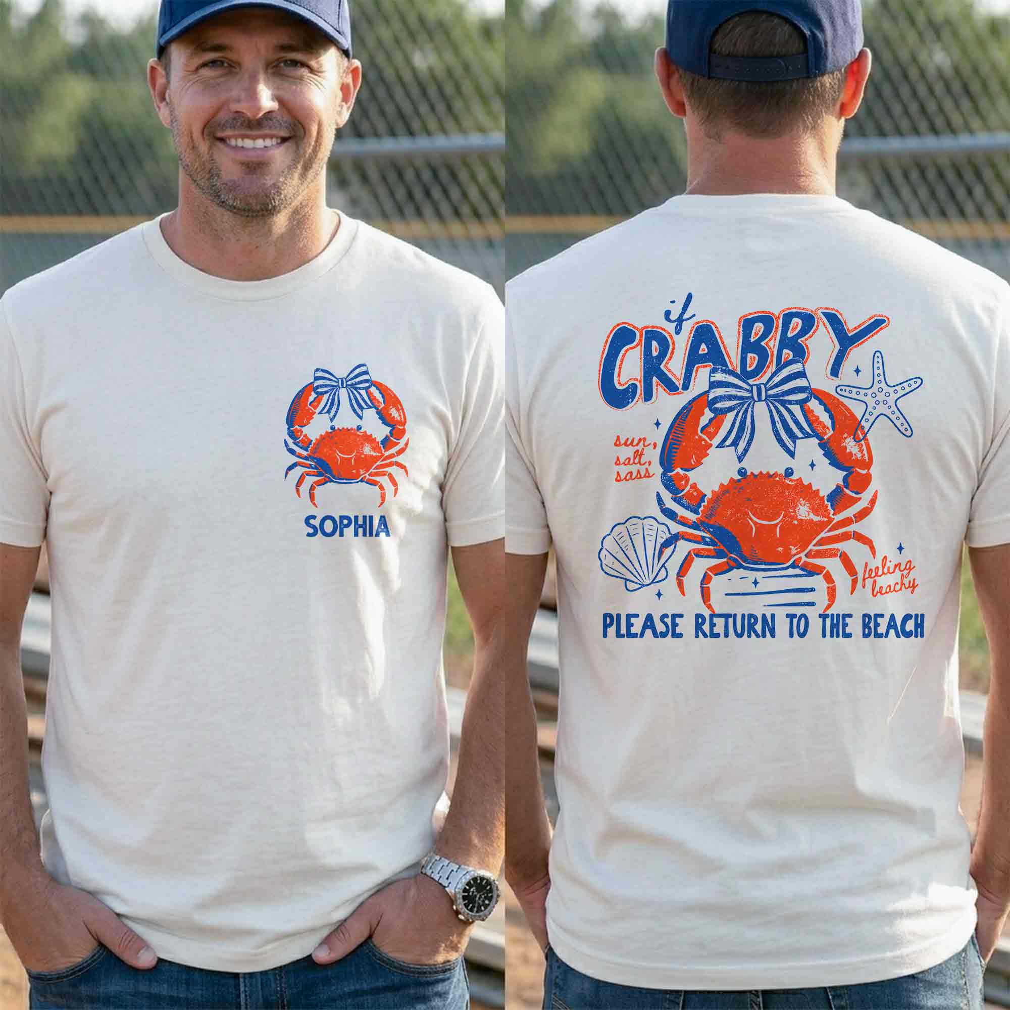 Personalized Beach T-Shirt Custom Name Crabby Design for Girls