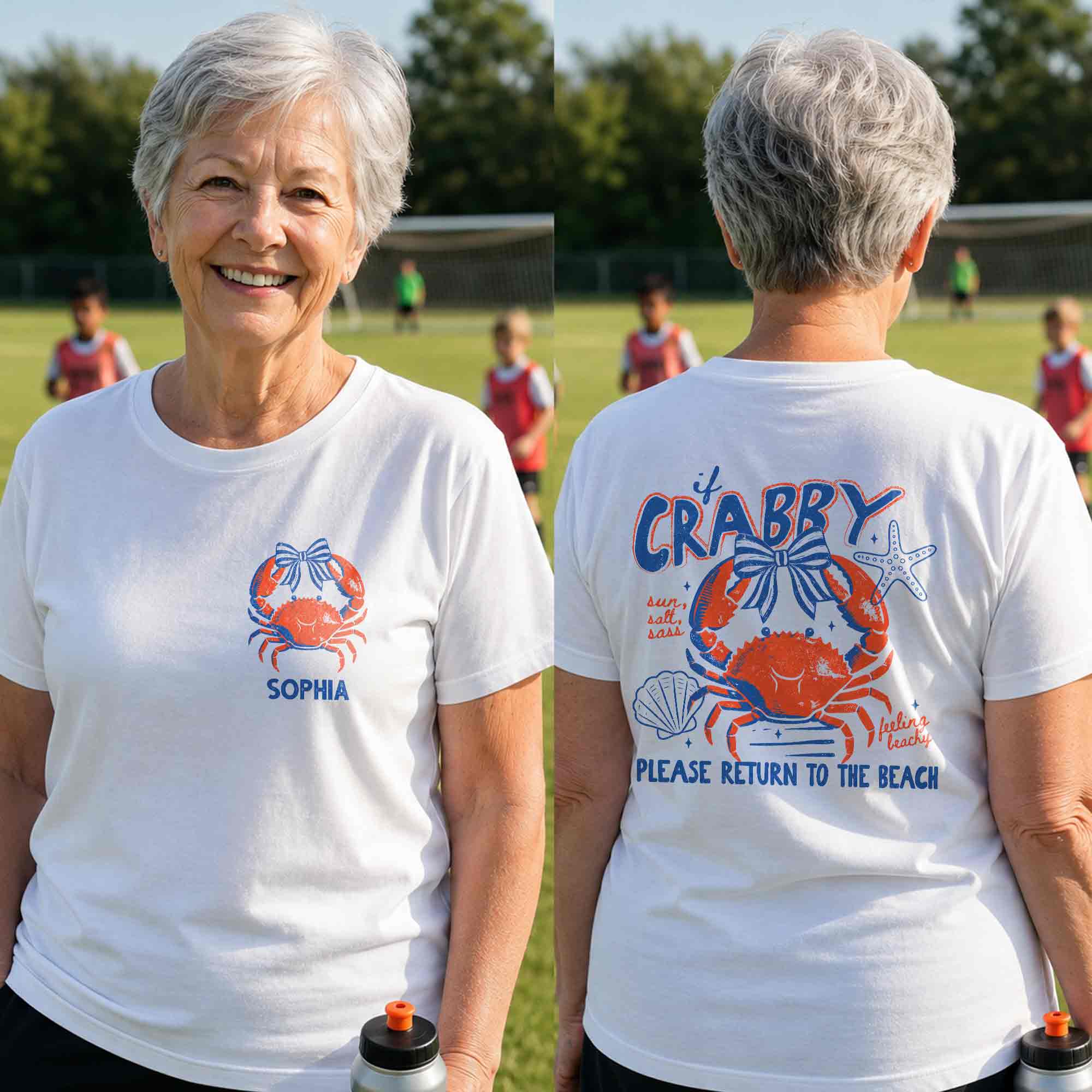 Personalized Beach T-Shirt Custom Name Crabby Design for Girls