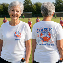 Load image into Gallery viewer, Personalized Beach T-Shirt Custom Name Crabby Design for Girls
