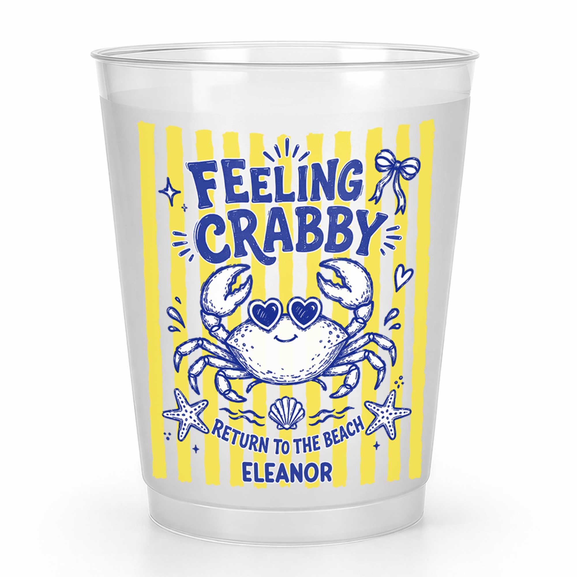 Personalized Frosted Cups Custom Name Crab Beach Party Gift
