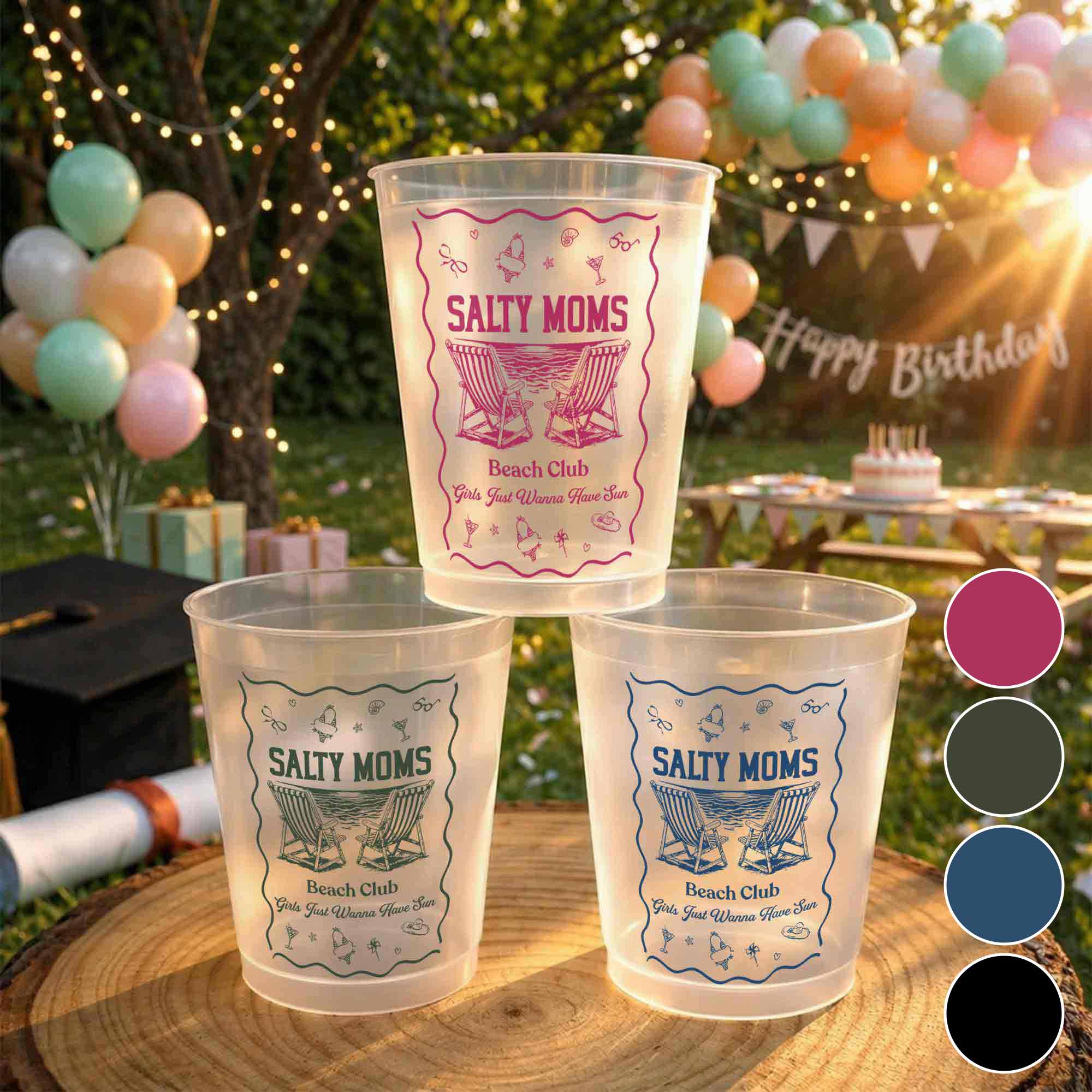 Personalized Frosted Cups Custom Design Beach Party Gift