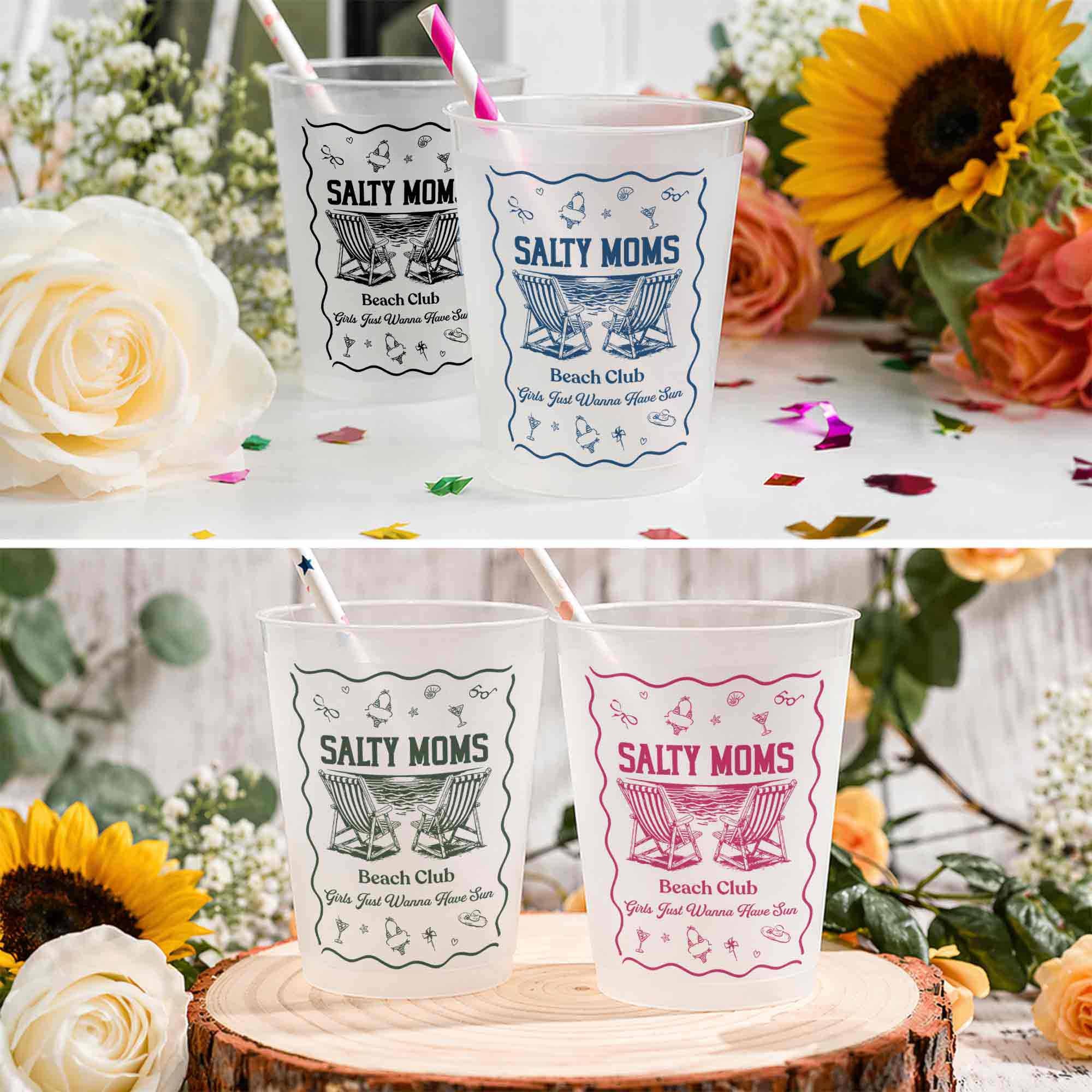 Personalized Frosted Cups Custom Design Beach Party Gift