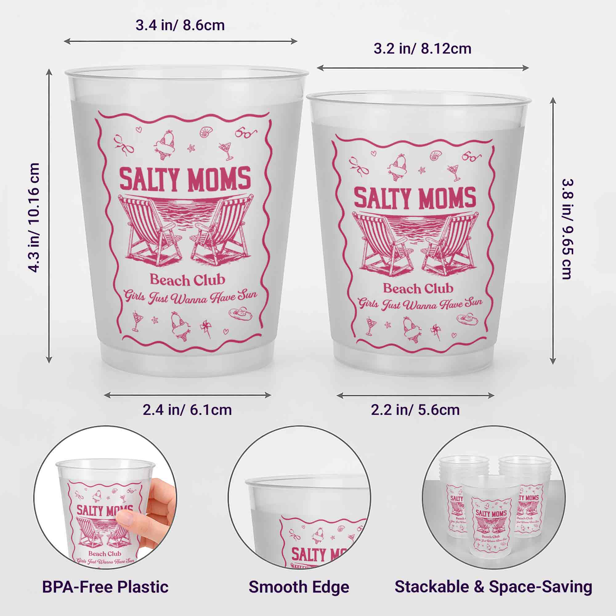 Personalized Frosted Cups Custom Design Beach Party Gift