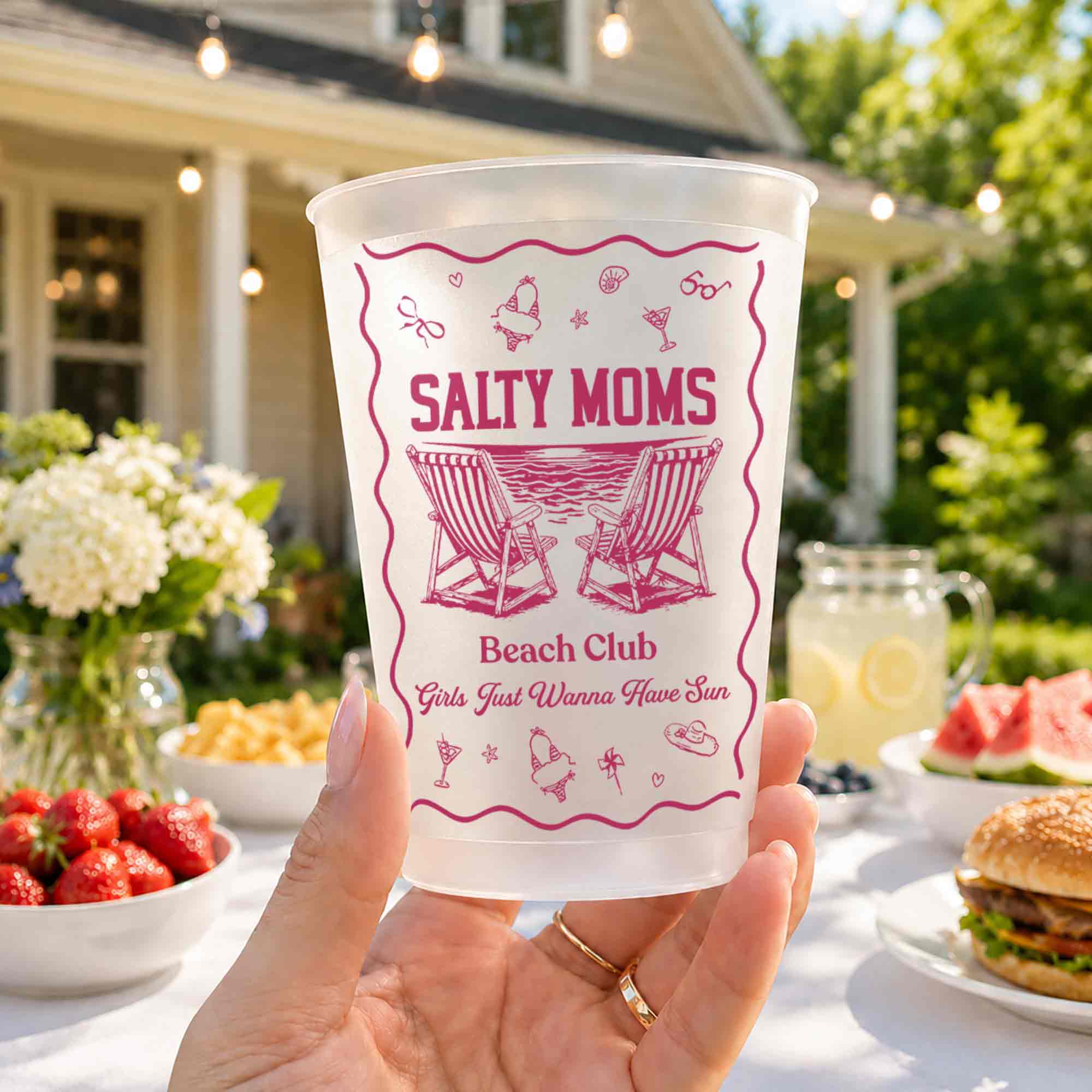 Personalized Frosted Cups Custom Design Beach Party Gift