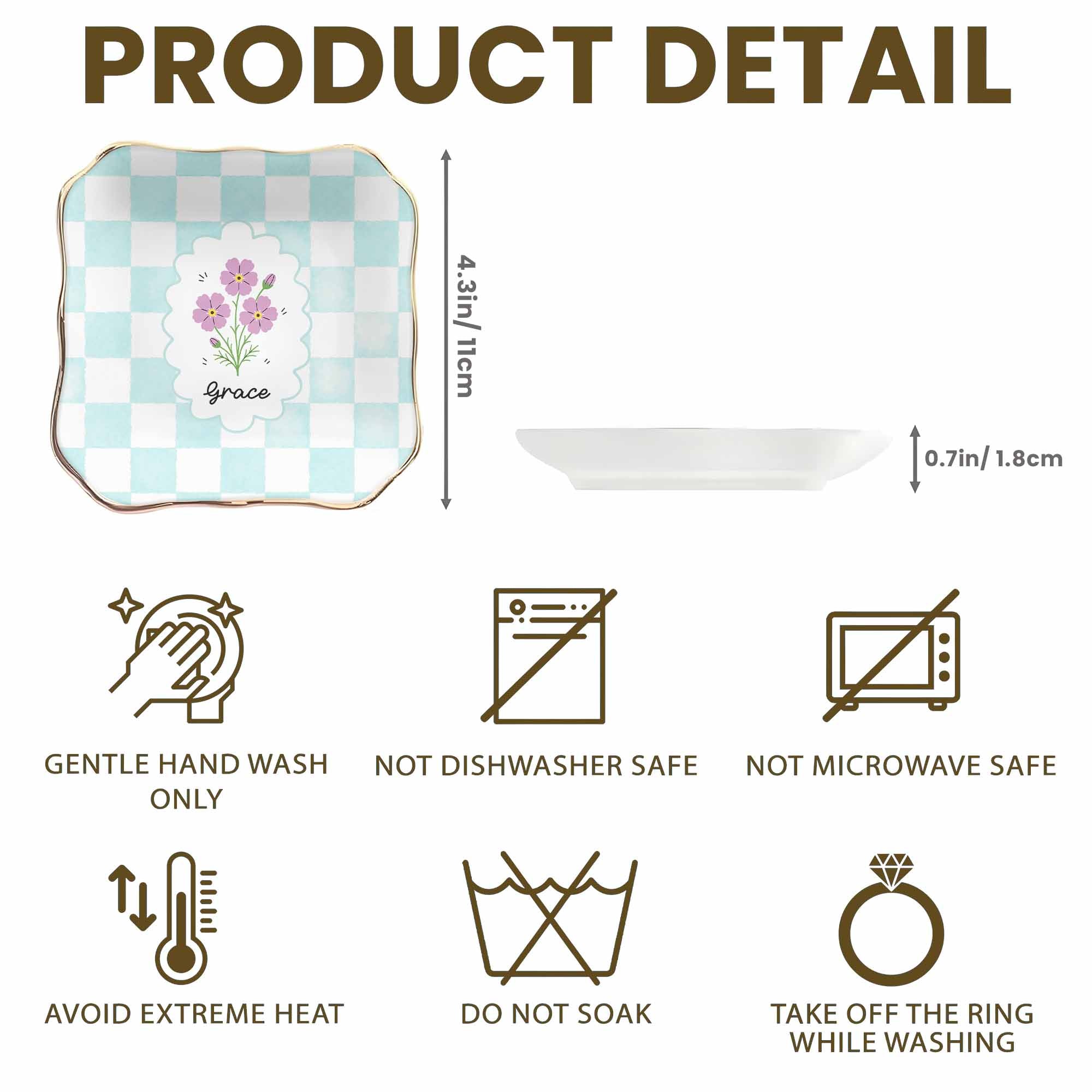 Personalized Lace Jewelry Dish with Birth Month Flowers Gift for Women