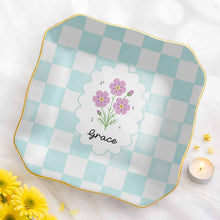 Load image into Gallery viewer, Personalized Lace Jewelry Dish with Birth Month Flowers Gift for Women
