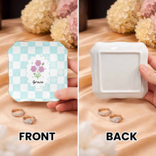 Load image into Gallery viewer, Personalized Lace Jewelry Dish with Birth Month Flowers Gift for Women
