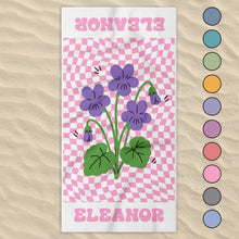 Load image into Gallery viewer, Personalized Beach Towel Custom Name Birth Month Flowers Gift for Mom

