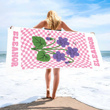 Load image into Gallery viewer, Personalized Beach Towel Custom Name Birth Month Flowers Gift for Mom
