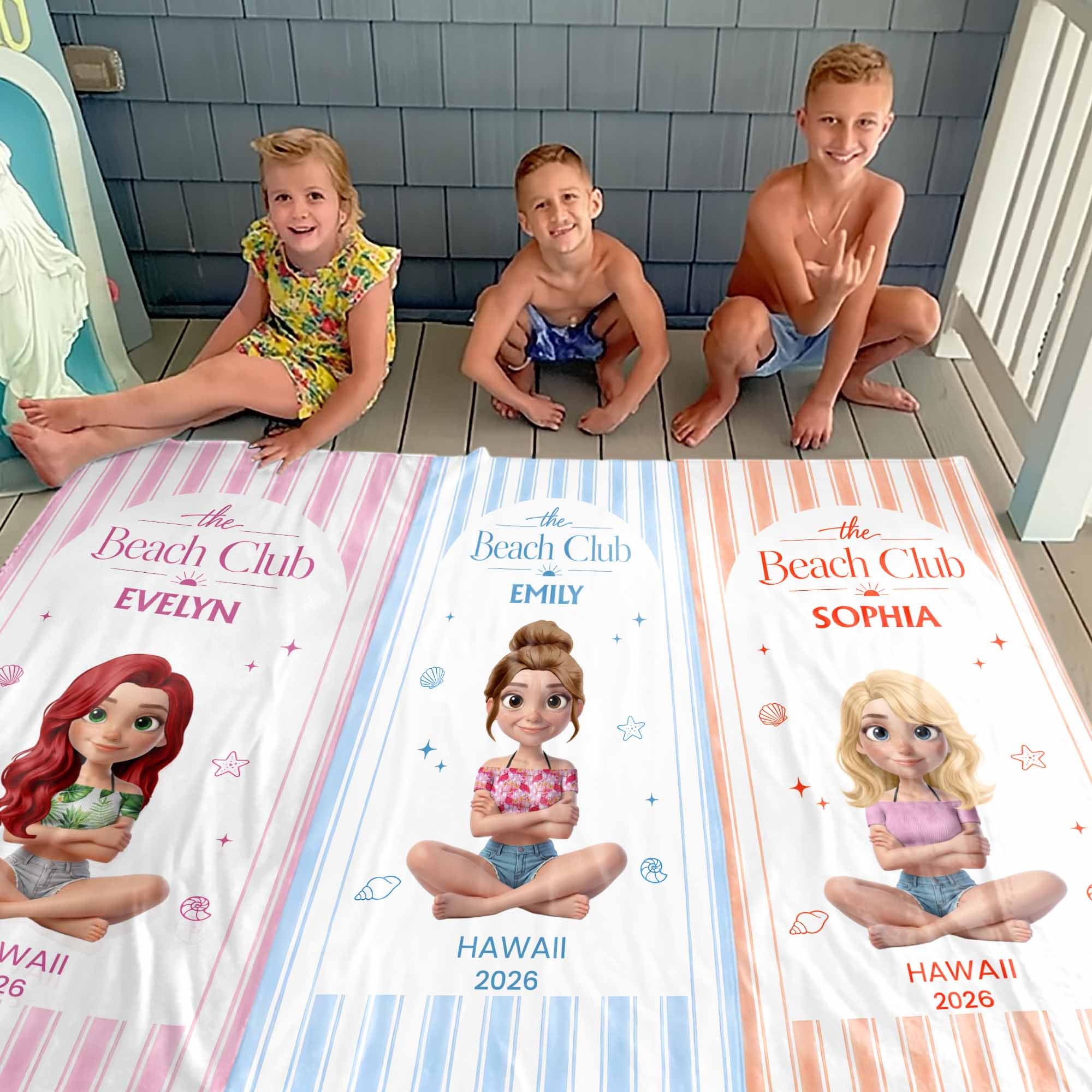 Personalized Beach Towel Custom Name Summer Gift for Girls