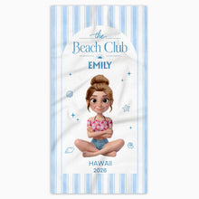 Load image into Gallery viewer, Personalized Beach Towel Custom Name Summer Gift for Girls

