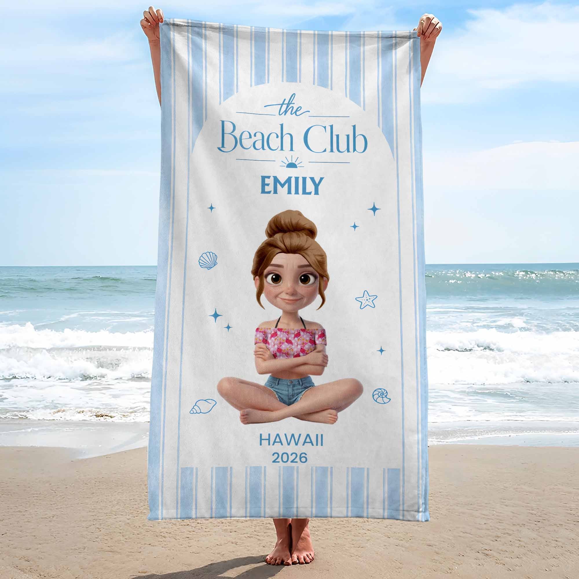 Personalized Beach Towel Custom Name Summer Gift for Girls
