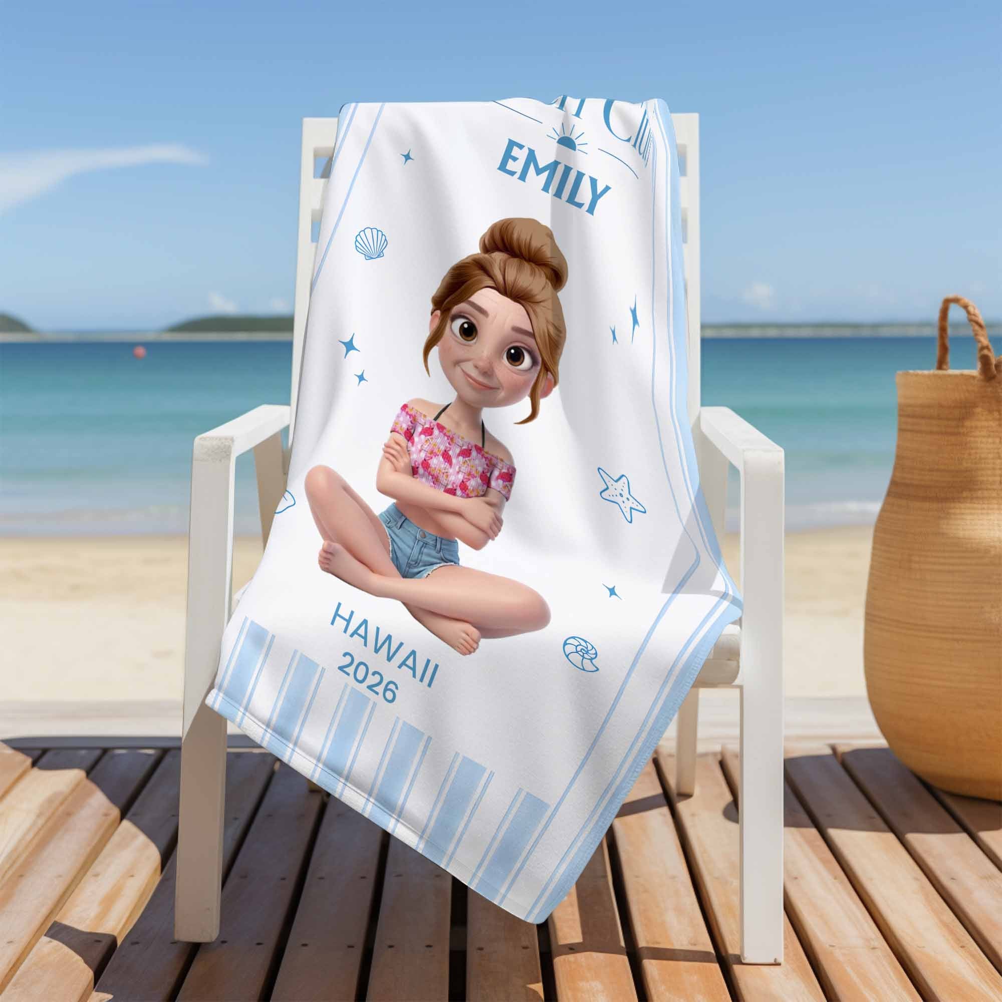 Personalized Beach Towel Custom Name Summer Gift for Girls