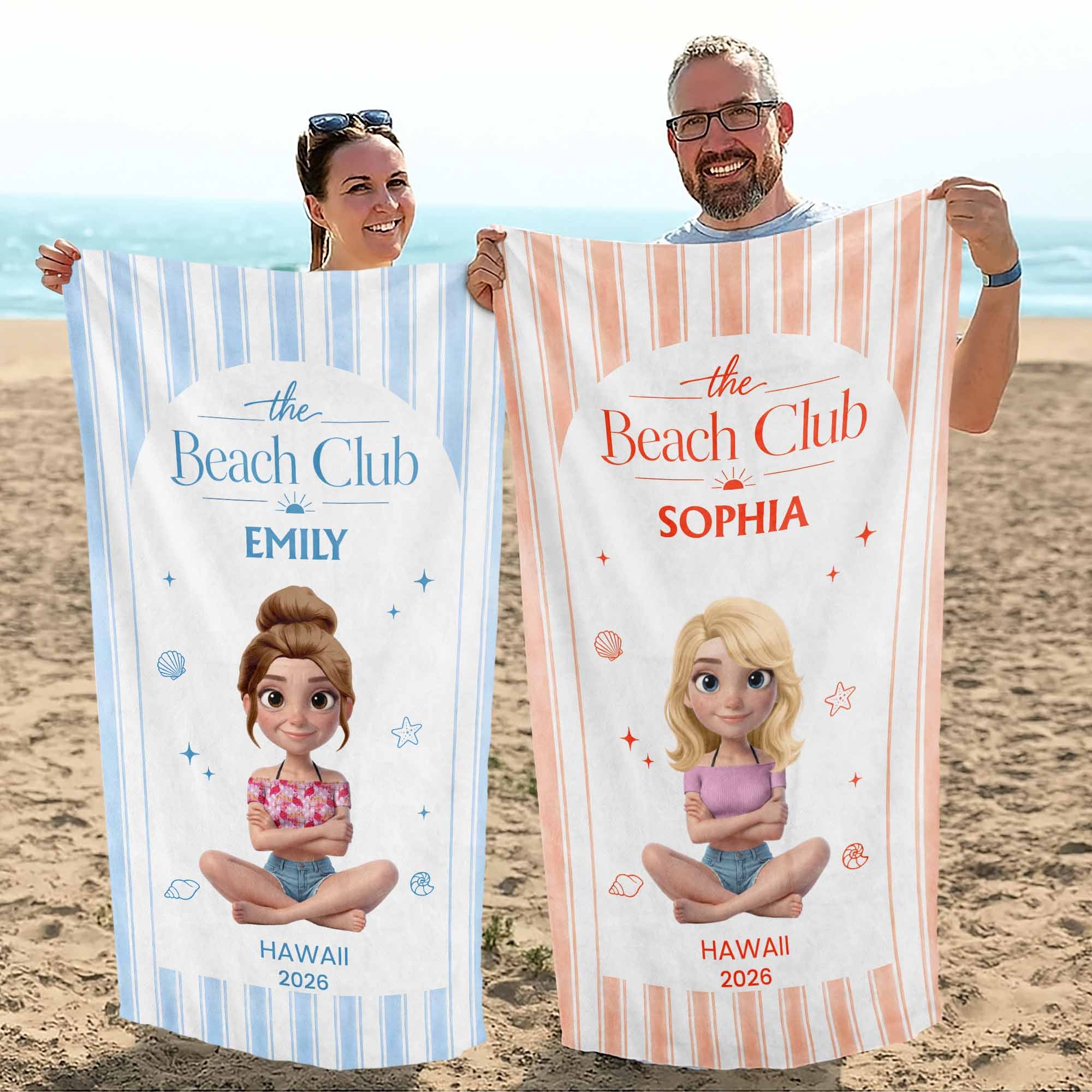 Personalized Beach Towel Custom Name Summer Gift for Girls